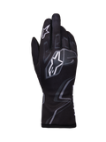Alpinestars Tech-1 K Race V2 Graphic 1 handsker, karting-racerhandsker, sort med hvide og grå geometriske mønstre, med Alpinestars stjernelogo, letvægts tekstilkonstruktion med printet grafik
