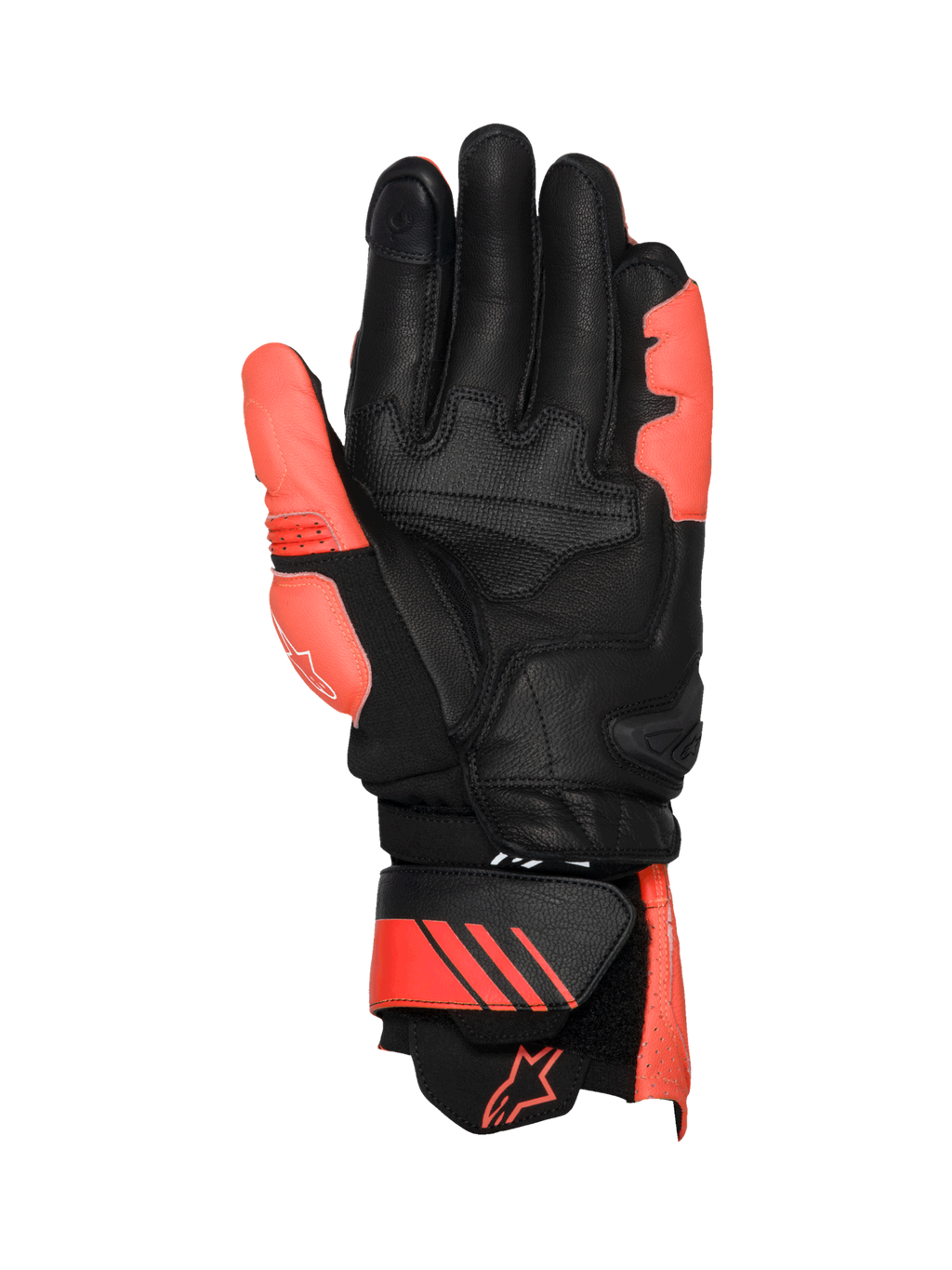 Alpinestars GP Plus R V3 læderhandsker til herrer, racinghandsker i sort og rød, med TPU-håndfladeslider og perforeringer.