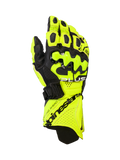 Alpinestars GP Plus R V3 læderhandsker, motorcykelracinghandsker, gul fluo og sort, hårde knobeskyttere, perforerede ventilationszoner, sikker manchetlukning med markant branding