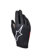 Alpinestars Sim Gloves Graphic 1, Sim Racing Gloves, Black with large white star logo, Red side branding, perforated design for ventilation, lightweight bonded stretch fabric