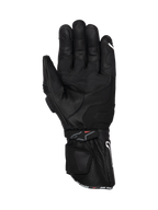 Alpinestars SP-3 black leather motorcycle racing gloves, palm view with long cuff and reinforced grip for road riding.