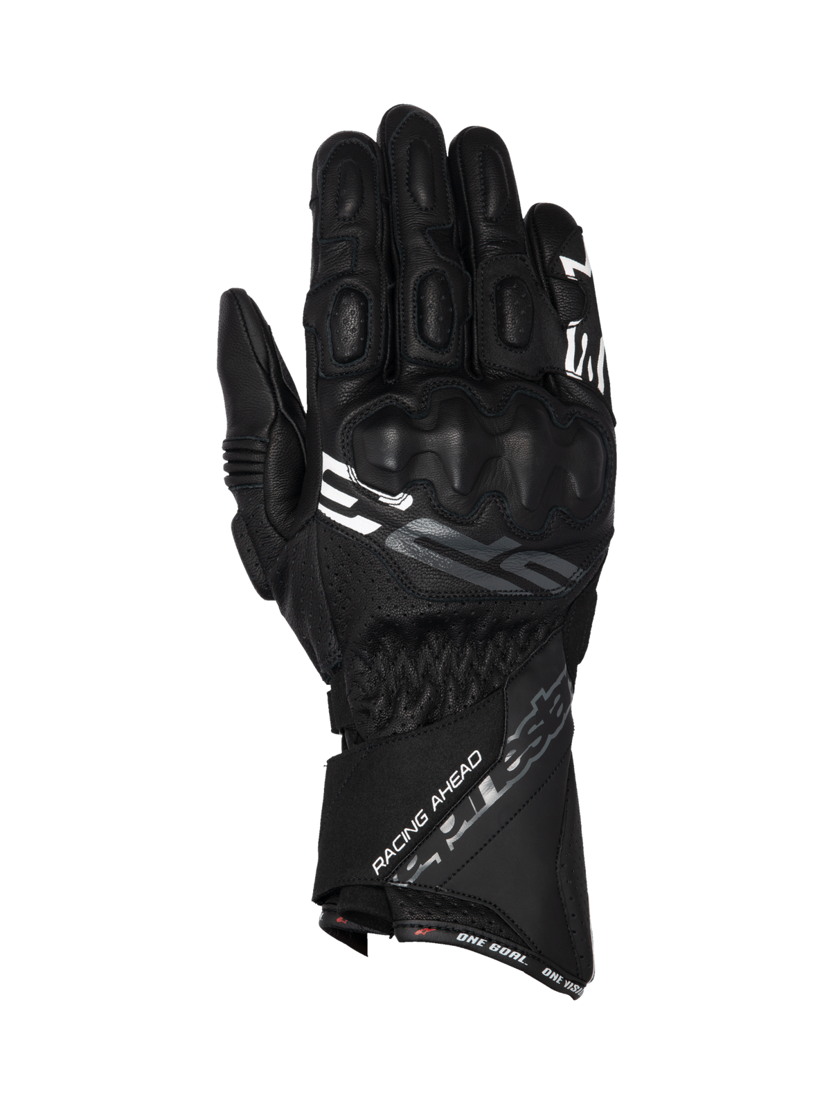 Alpinestars SP-3 motorcykelhandsker, sorte racinghandsker i gedeskind med lang manchet og integreret knobeskyttelse