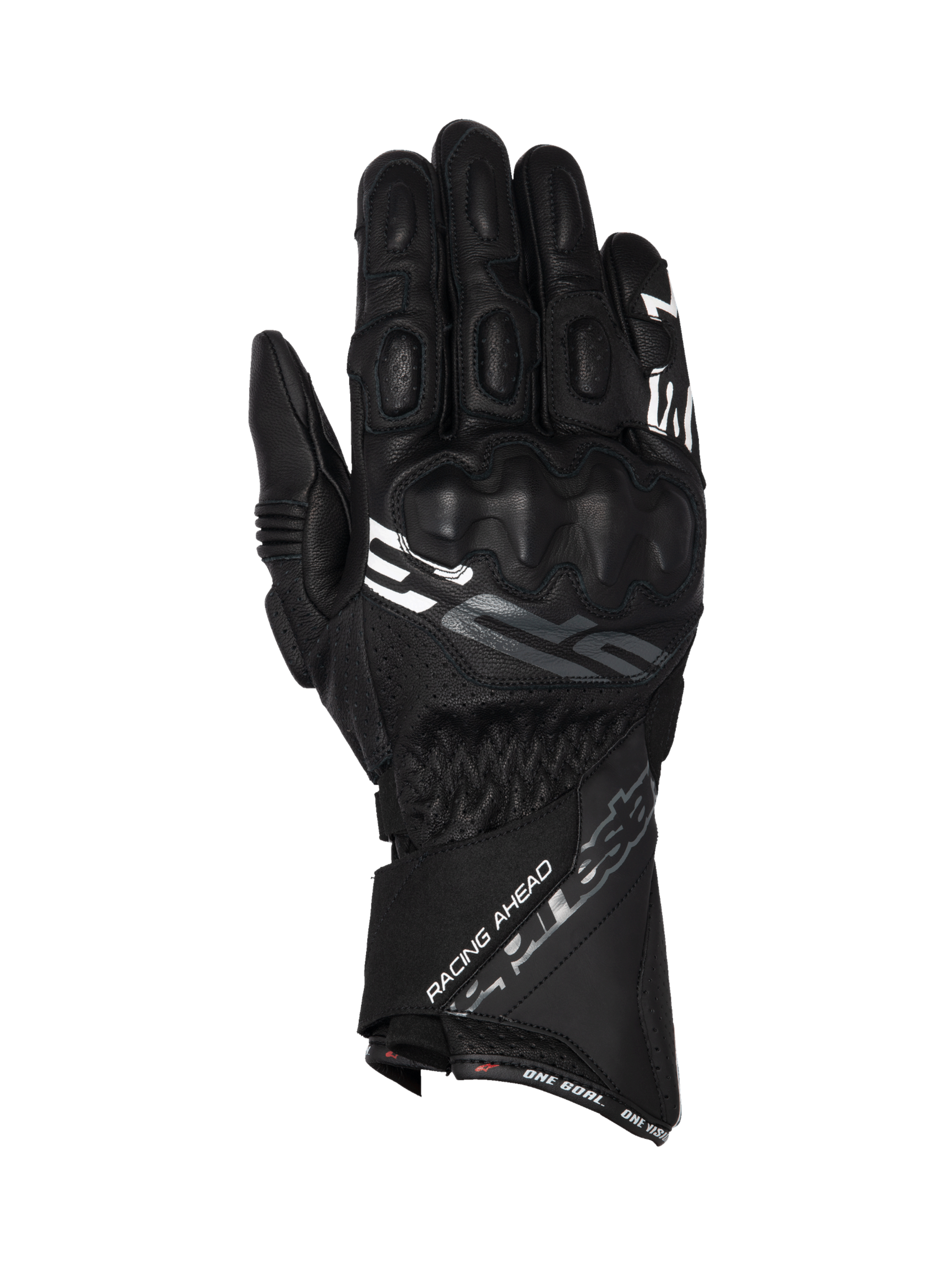 Alpinestars SP-3 motorcykelhandsker, sorte racinghandsker i gedeskind med lang manchet og integreret knobeskyttelse