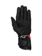 Alpinestars SP-3 handsker, motorcykelracinghandsker i sort læder med røde og hvide detaljer og grebsindsatser på håndfladen