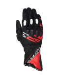 Alpinestars SP-3 herre-motorcykelracinghandsker, sort, rød og hvid, læder med knobeskyttelse og lang manchet.
