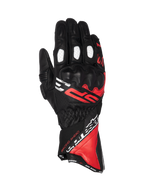 Alpinestars SP-3 herre-motorcykelracinghandsker, sort, rød og hvid, læder med knobeskyttelse og lang manchet.