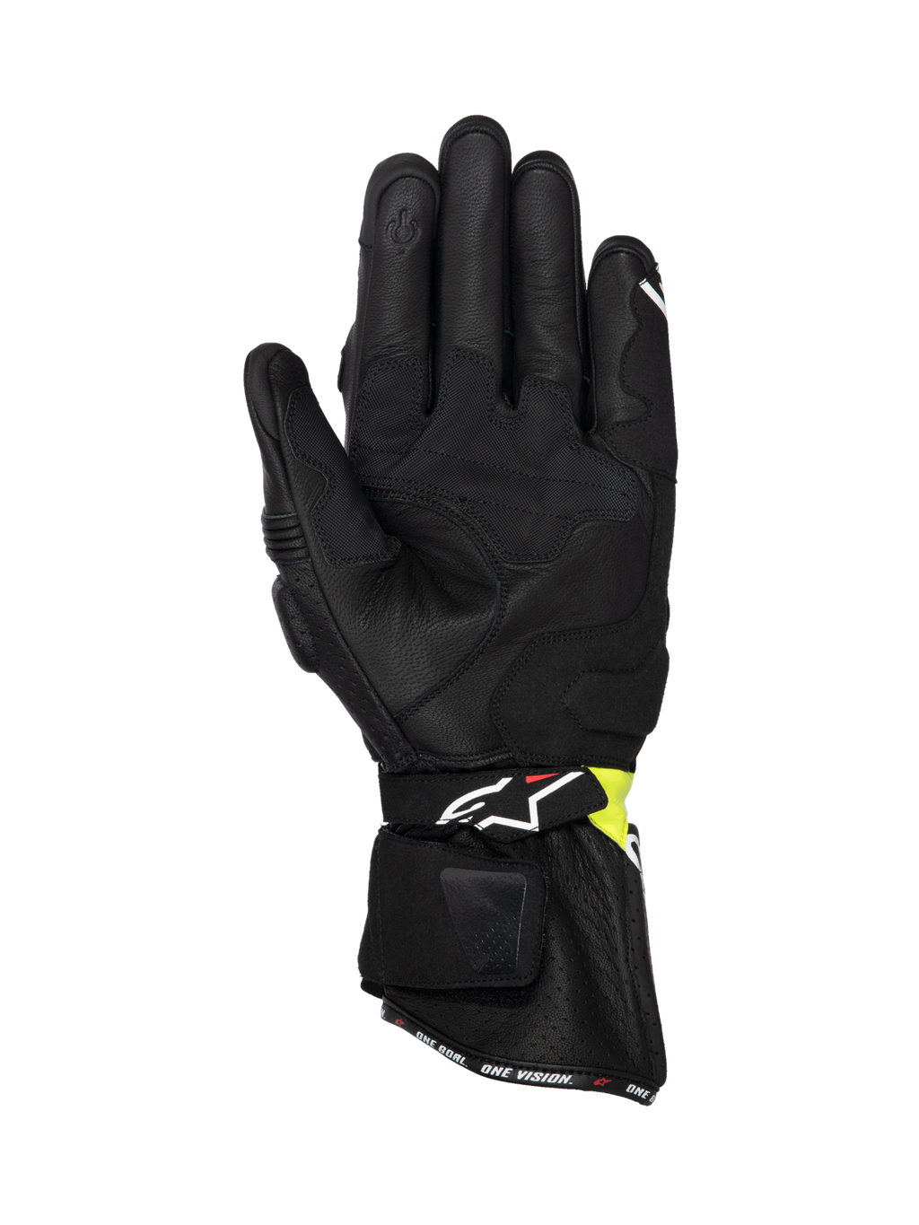 Alpinestars SP-3 handsker, herre-motorcykelracinghandsker, sort og gul fluo, læder, touchscreen-pegefinger, CE-certificeret
