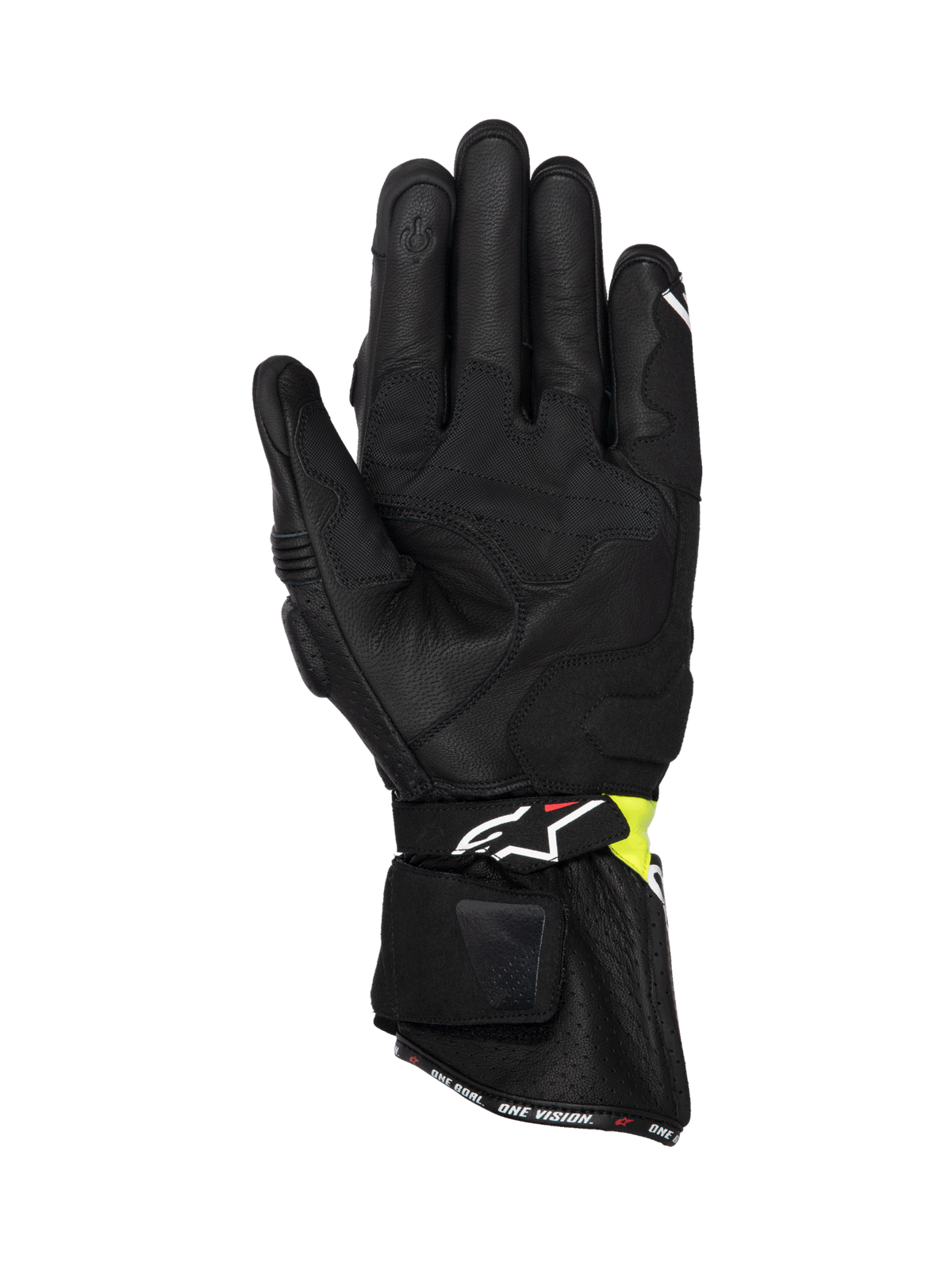 Alpinestars SP-3 handsker, herre-motorcykelracinghandsker, sort og gul fluo, læder, touchscreen-pegefinger, CE-certificeret