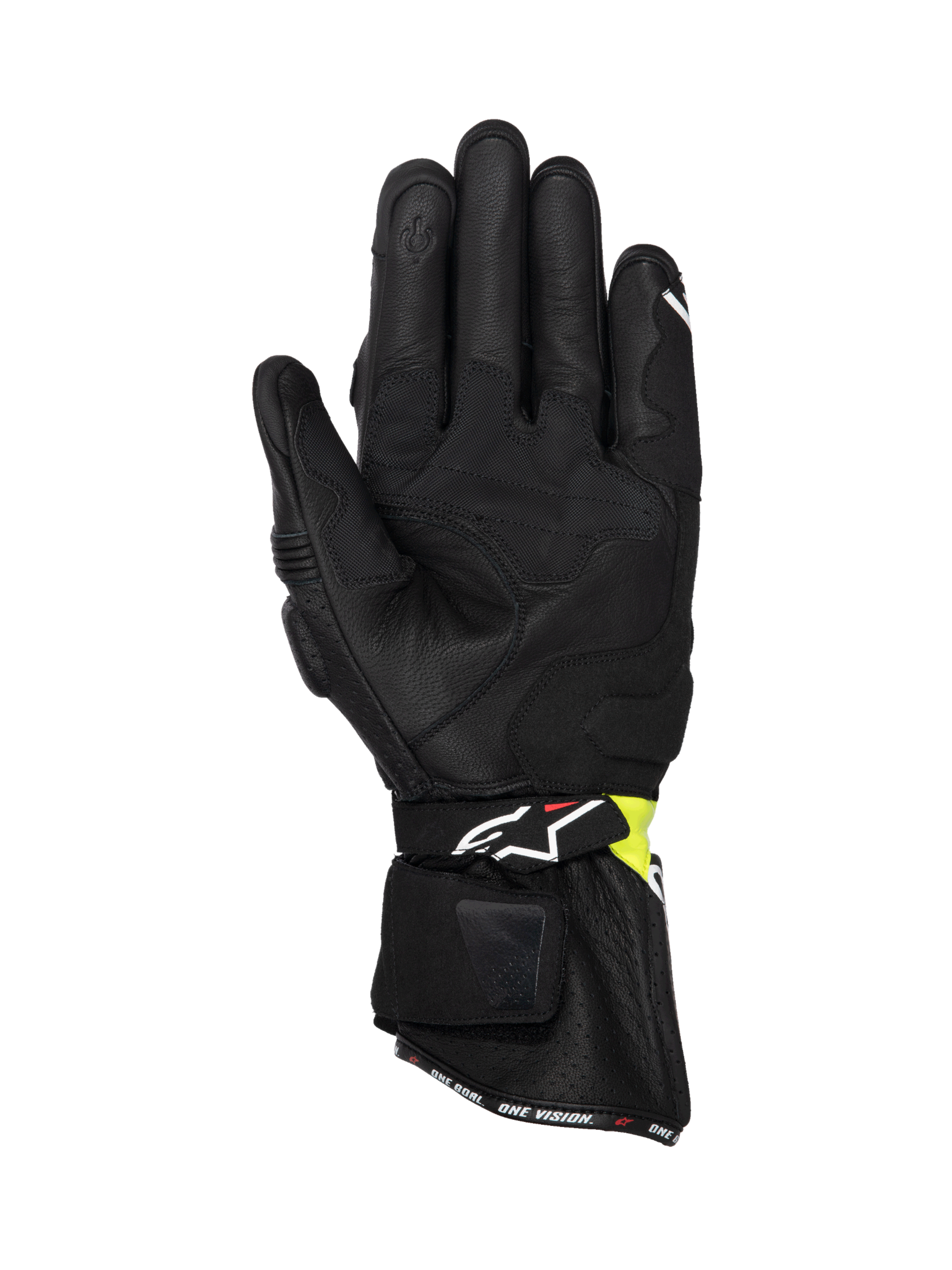 Alpinestars SP-3 handsker, herre-motorcykelracinghandsker, sort og gul fluo, læder, touchscreen-pegefinger, CE-certificeret