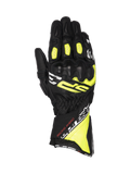 Alpinestars SP-3 handsker, motorcykelracinghandsker til herrer, sort og gul fluo læder med CE-knobeskyttelse og lang manchet