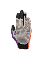 Alpinestars Sim Gloves Graphic 2, Sim Racing Gloves, Orange Neon Purple and White, palm view showing grey fabric with black 3D printed grip dots, touchscreen-compatible fingertips, and short cuff for virtual racing precision