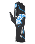 Alpinestars Tech-1 KX V4 handsker, kartinghandsker, sort og blå, med dobbeltlags åndbart mesh, blå og hvide grafiske mønstre med Alpinestars-logo, sportsligt design til konkurrencepræget karting
