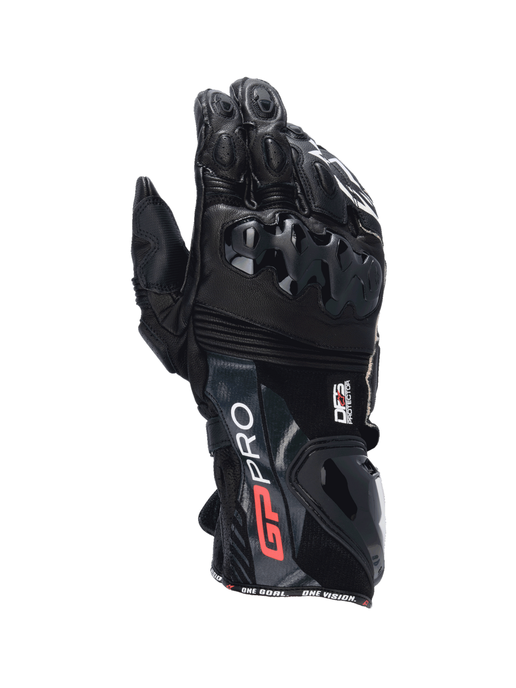 Alpinestars GP Pro R4 handsker, motorcykelracinghandsker til herrer, sort læder med DFS-knobeskyttelse og manchetbeskyttelse, CE-certificeret