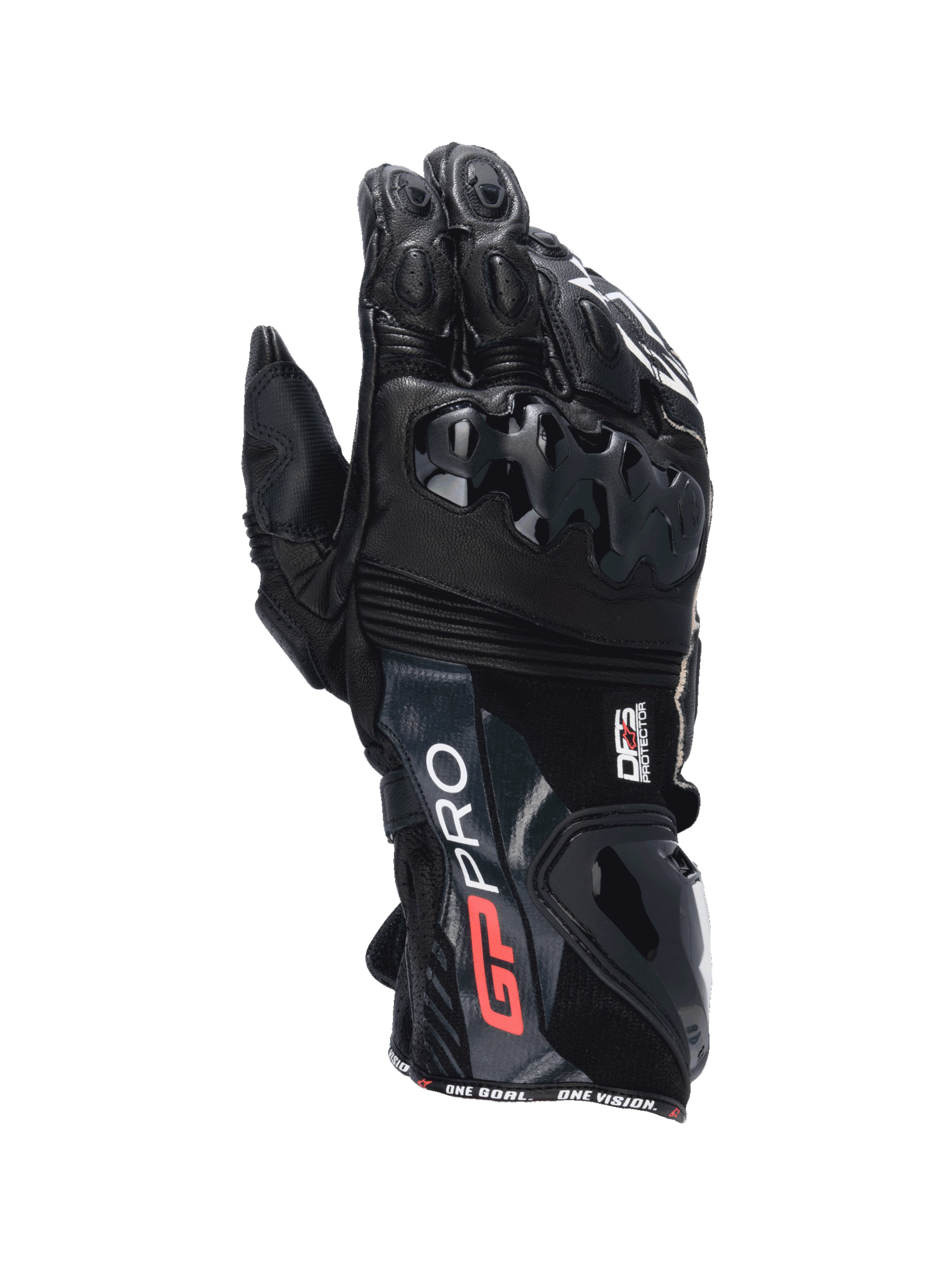 Alpinestars GP Pro R4 handsker, motorcykelracinghandsker til herrer, sort læder med DFS-knobeskyttelse og manchetbeskyttelse, CE-certificeret