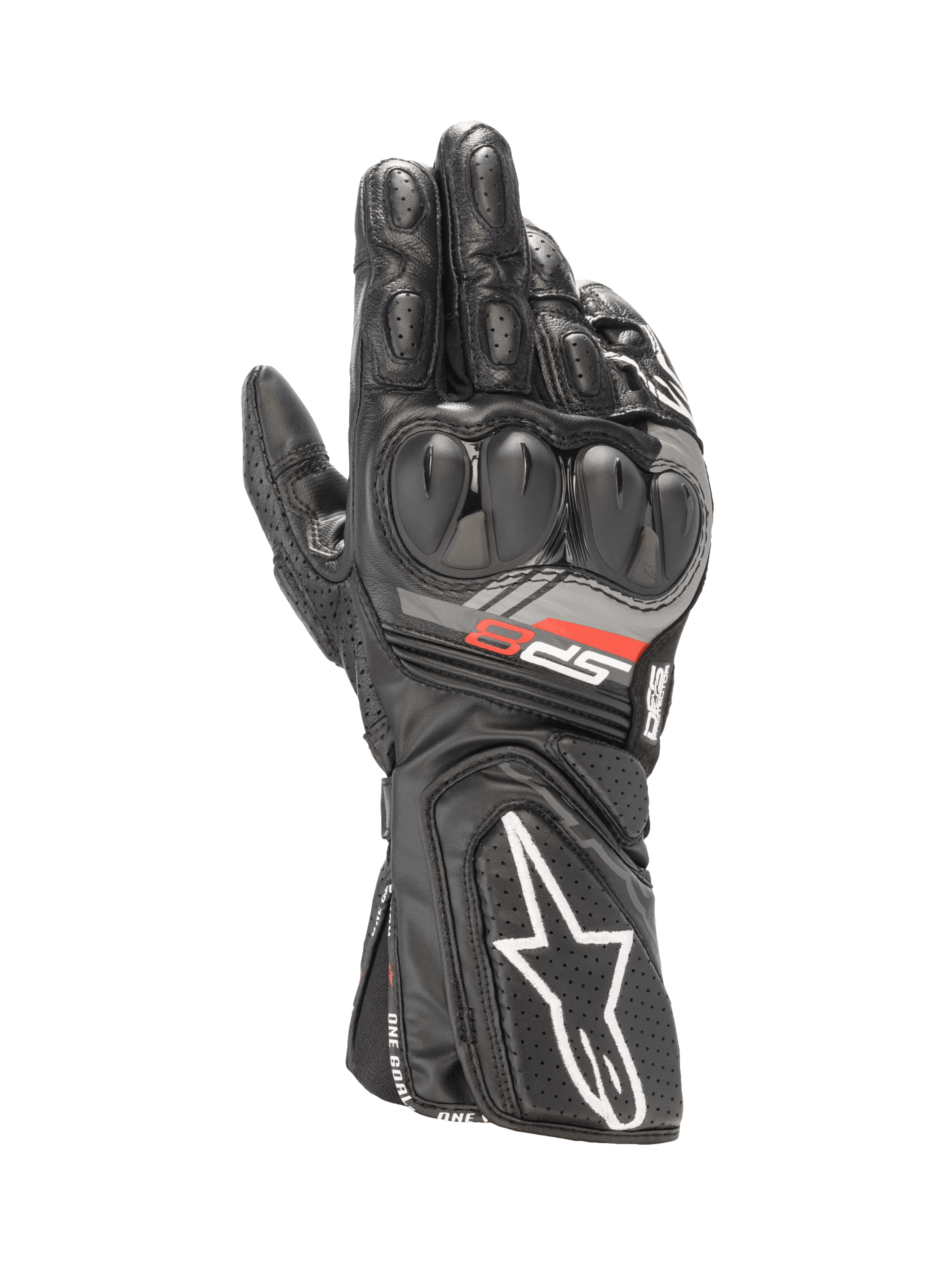 Alpinestars SP-8 V3 motorcykelhandsker, sort, gedelæder med SP dual density knobeskyttelse, CE-certificeret
