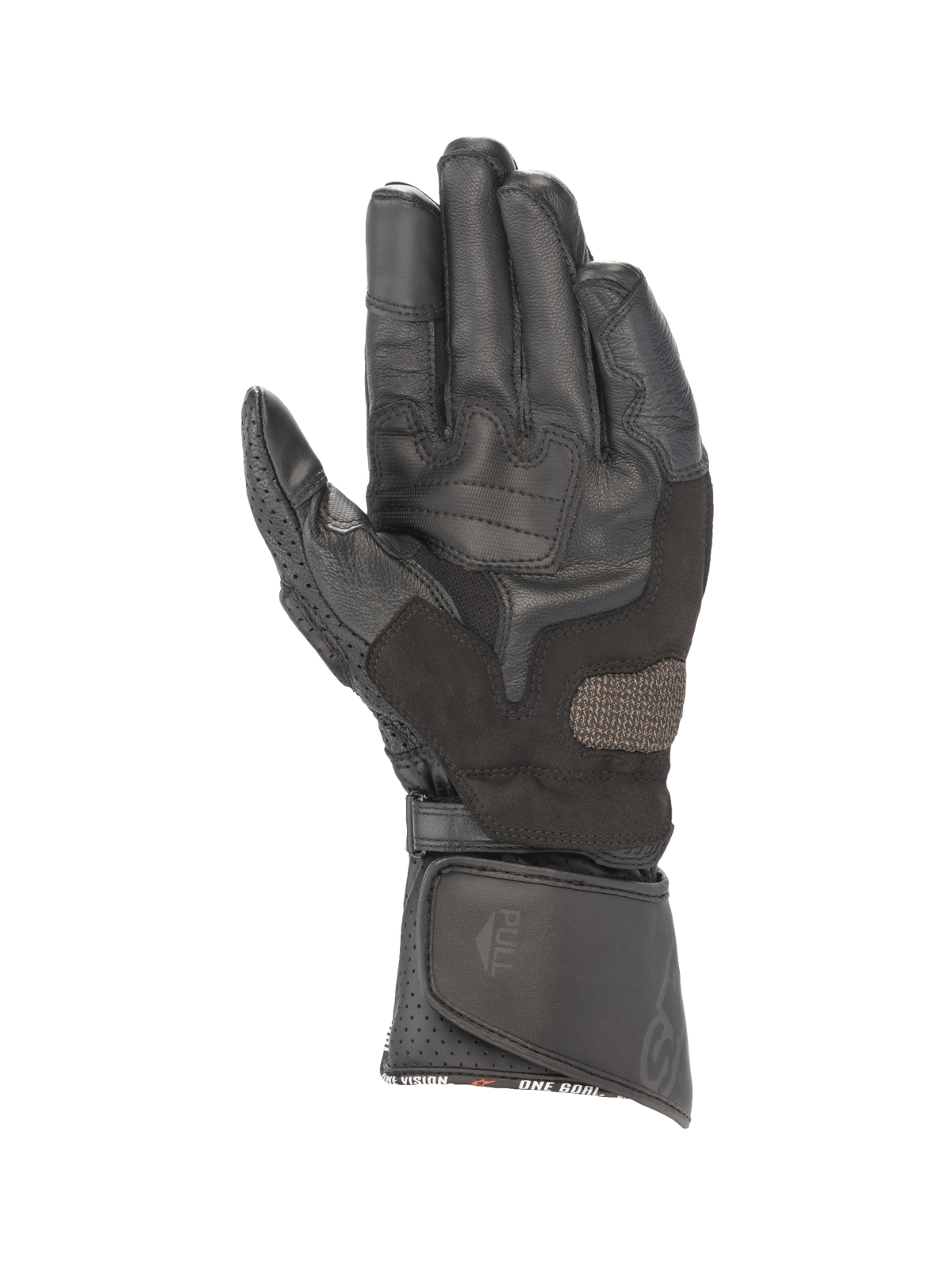 Alpinestars SP-8 V3 handsker, motorcykelhandsker til herrer, sort læder, forstærket håndfladegreb og lang manchet.