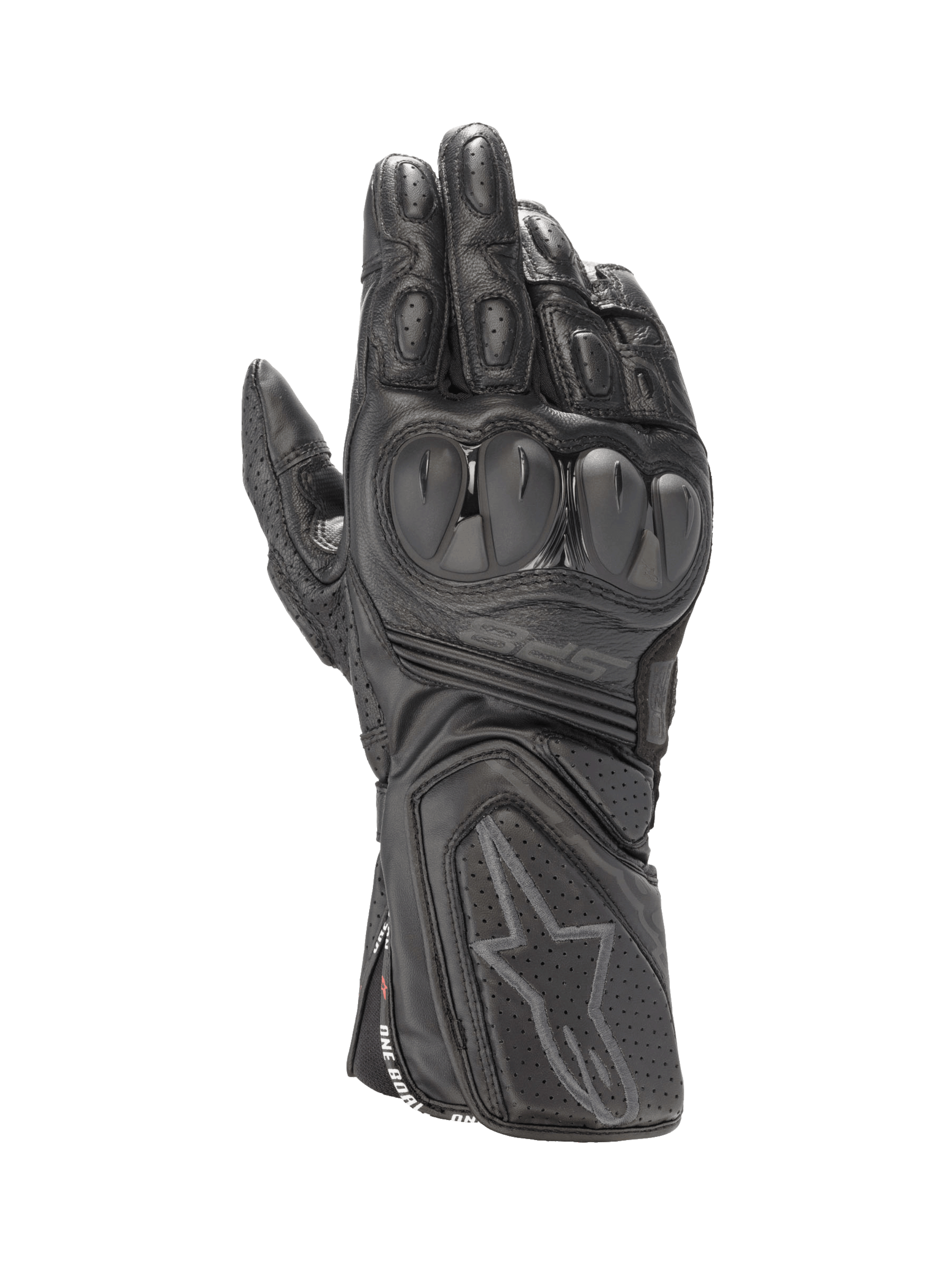 Alpinestars SP-8 V3 handsker, motorcykelracinghandsker til herrer, sort, gedeskind, dual density knobeskyttelse