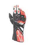 Alpinestars SP-8 V3 herre-motorcykelhandsker i sort, hvid og rød læder med dobbelt densitets knobeskyttelse.