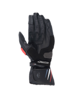 Alpinestars Honda SP-8 V3 herremotorcykelhandsker, sort læder med røde og blå detaljer og forstærket håndflade.