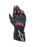 Honda SP-8 V3 handsker, Alpinestars herre motorcykelhandsker i sort læder med røde og blå detaljer, SP-knobeskyttelse, sport og racing