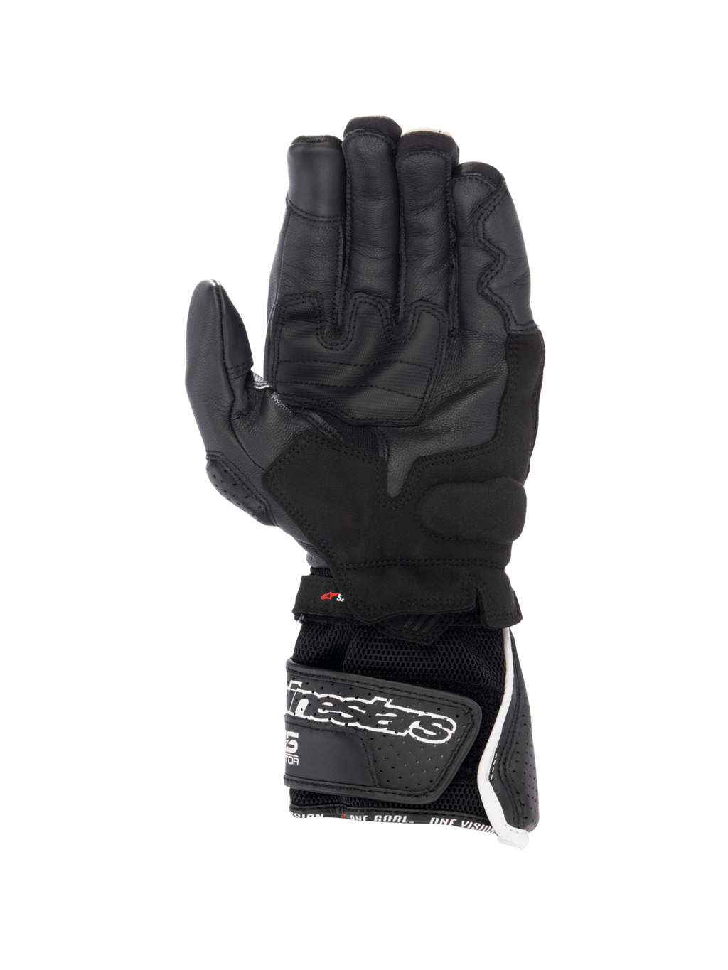 Alpinestars SP-8 V3 Air handsker, motorcykelhandsker til herrer, sort og hvid, perforeret læder, sikkert greb i håndfladen.