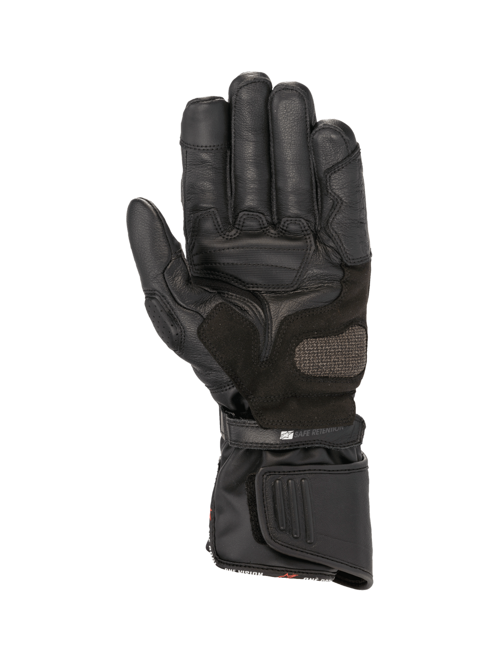 Alpinestars SP-8 HDry® Handsker, sorte vandtætte motorcykelhandsker i læder med forstærket håndflade og dobbelt lukning.