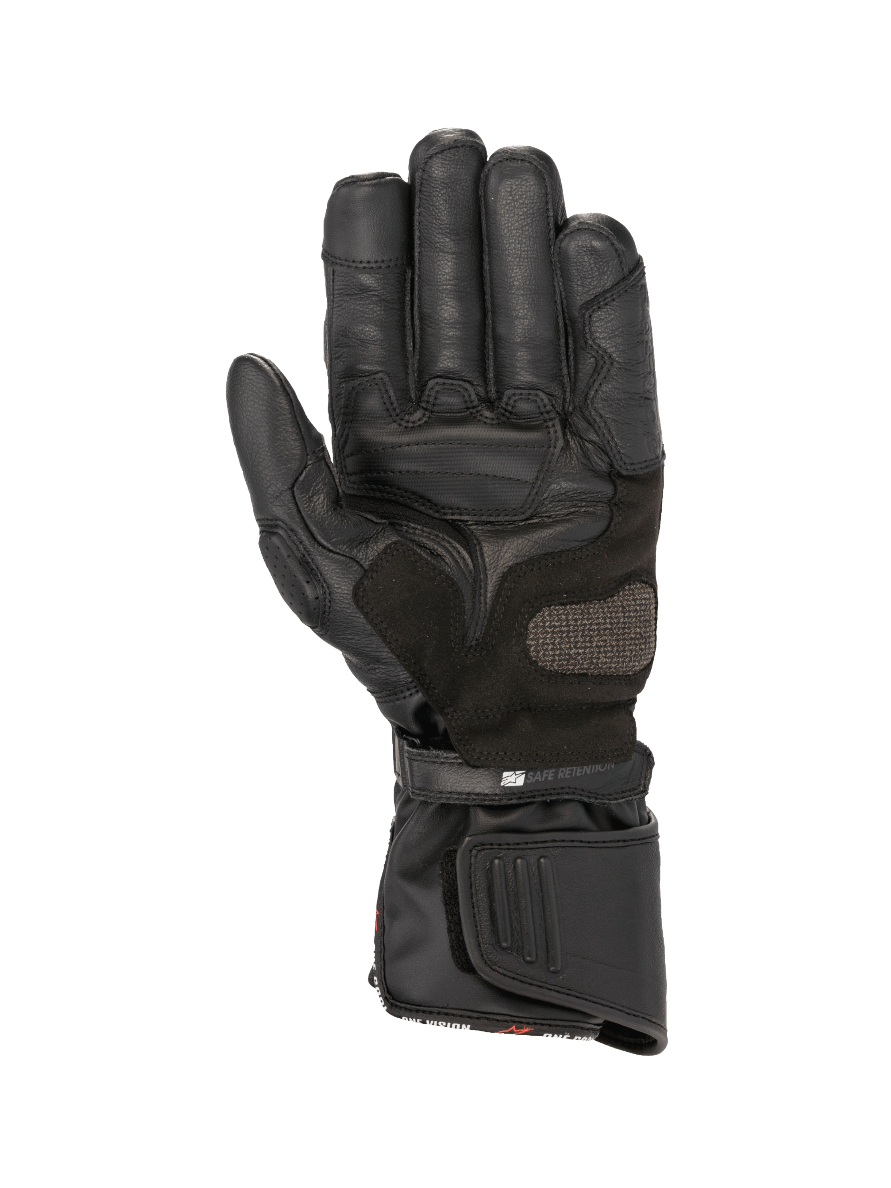 Alpinestars SP-8 HDry® Handsker, sorte vandtætte motorcykelhandsker i læder med forstærket håndflade og dobbelt lukning.