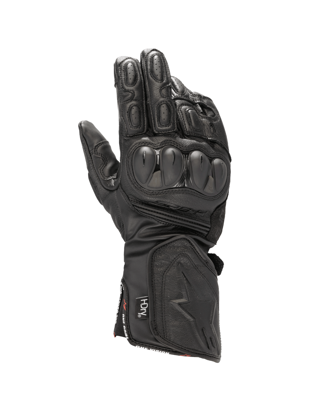 Alpinestars SP-8 HDry handsker, vandtætte motorcykelracinghandsker i sort læder med dobbelt densitet knobeskyttelse, CE-certificeret