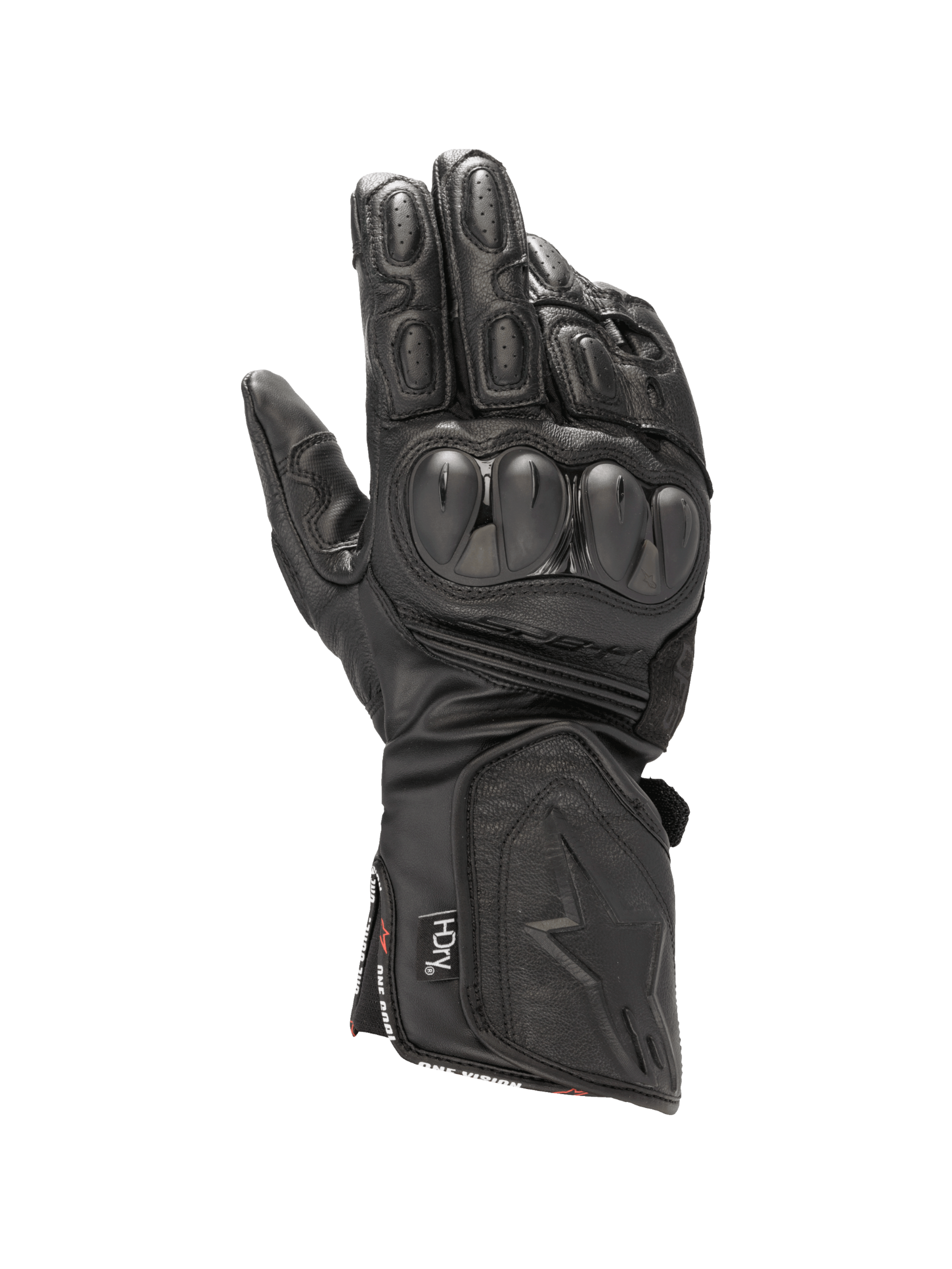 Alpinestars SP-8 HDry handsker, vandtætte motorcykelracinghandsker i sort læder med dobbelt densitet knobeskyttelse, CE-certificeret