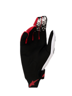 Alpinestars Techstar Gloves 2027, Men's Motocross Gloves, Black and White with Red Fluo, palm view with reinforced suede.