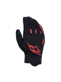Alpinestars Faster V3 Plasma Drystar Gloves, waterproof motorcycle sport riding gloves, Black and Red Fluo, CE certified with short cuff and adaptive knuckle protection