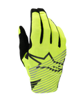 Alpinestars 2025 Radar Pro handsker, motocrosshandsker, gul fluo og sort, enkeltlags åndbar mesh-baghånd, sort stjernelogo med diagonale grå striber, højtydende udstyr til off-road racing