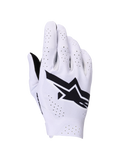 Alpinestars Supertech MX handsker, motocrosshandsker, lys lilla og sort, set fra oversiden med et stort sort Alpinestars-logo og laserudskårne perforeringer for luftgennemstrømning, letvægts etlags strækkonstruktion til off-road racing