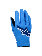 Alpinestars Supertech MX-handsker, motocross racing-handsker, Ucla Blue med mørkeblå og hvide detaljer, stort stjerne-logo på baghånden, laserperforeringer for åndbarhed, sømløst ergonomisk design til off-road kørsel