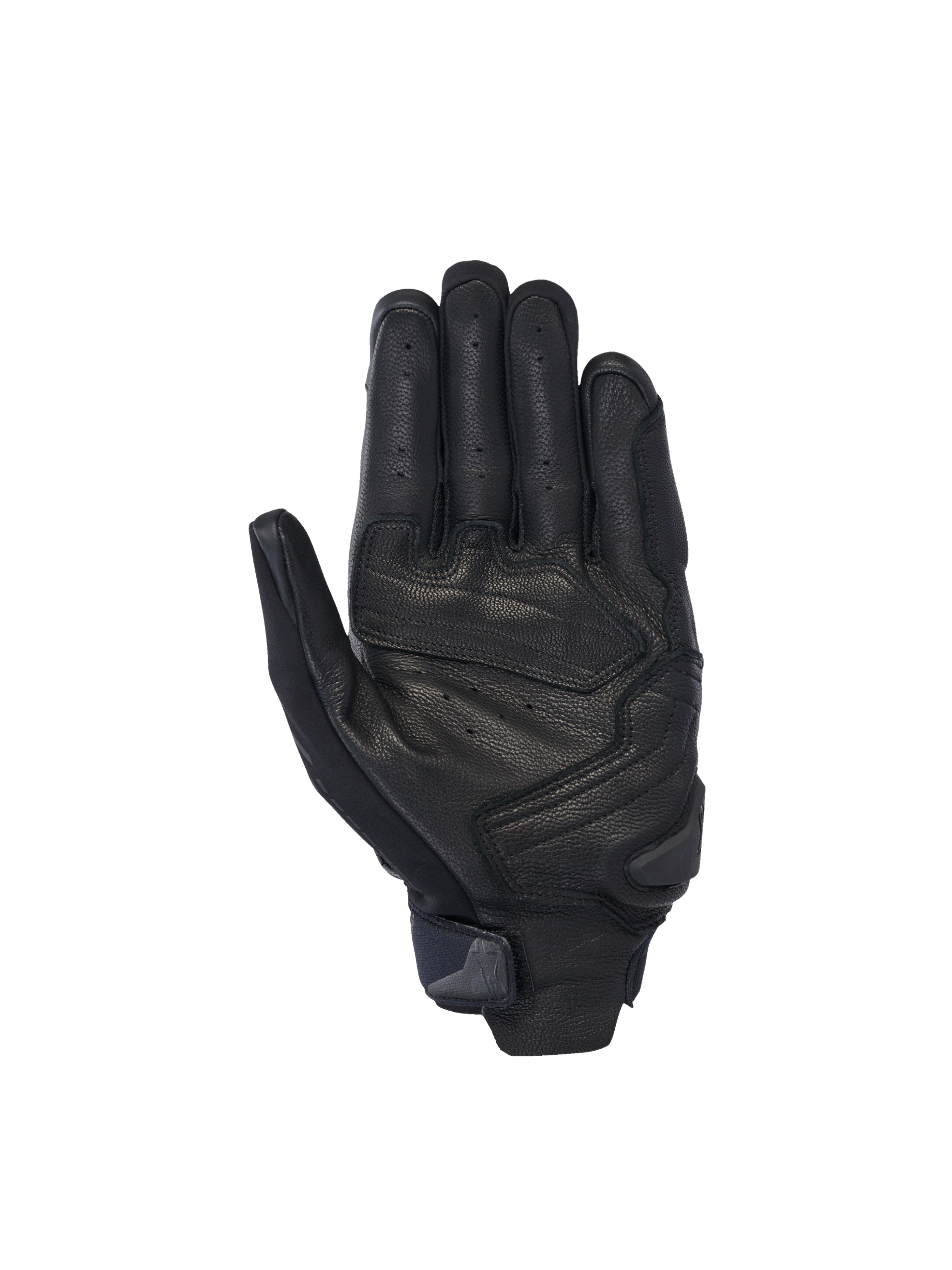 Alpinestars SP X 7 handsker, sorte motorcykelhandsker i perforeret læder med forstærket håndfladeslider til racing.