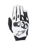 Alpinestars SP X 7 Gloves, Short Sport Motorcycle Gloves, White and Black, featuring perforated leather construction and double-density TPU knuckle protection, white star logo, ventilated design for summer performance riding