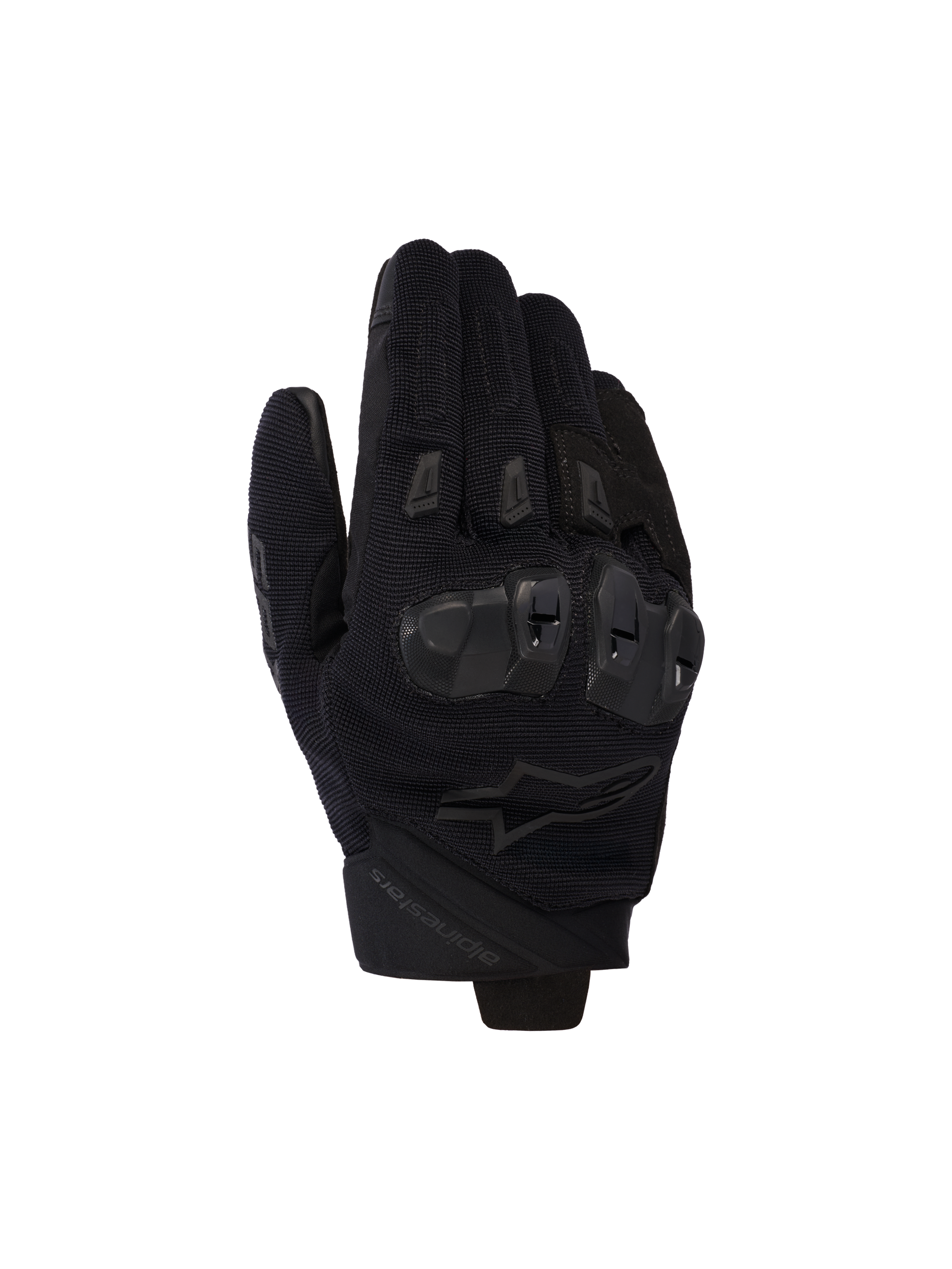 Alpinestars SP X 5 Air handsker, sorte motorcykelhandsker, overhånd i strækbart 3D-mesh med TPU-knobeskyttelse med dobbelt densitet, design med kort manchet, ventilerede fingerslidere, ergonomisk sportskørselsydeevne