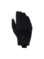 Alpinestars Reef V2 handsker, sort, motorcykelhandsker med kort manchet, tekstureret strækstof, ergonomisk design med brand-logo på pegefingeren og stjerne-emblem på håndryggen