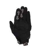 Alpinestars Chrome V2 Gloves, Urban Motorcycle Gloves, Black and Almond, palm side view featuring synthetic suede palm, silicone grip dots on index and middle fingers, and short cuff with adjustable strap and logo.