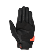 Alpinestars SP X 3 Gloves, Black and Red Fluo, palm view featuring perforated leather, synthetic reinforcements, and a bright orange TPR palm slider, racing and sport motorcycle gear
