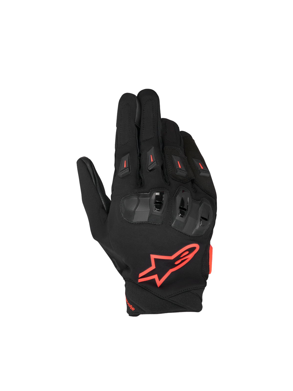 Alpinestars SP X 3 Gloves, Motorcycle Racing Gloves, Black and Red Fluo, CE Certified with double-density TPU knuckle.