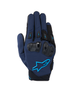Alpinestars SP X 3 handsker, motorcykelhandsker til racing, mørkeblå og sort med Blithe Blue-detaljer, med TPU dobbelt-densitets knobeskyttelse og Alpinestars stjernelogo, tekstil- og mesh-konstruktion til sportskørsel