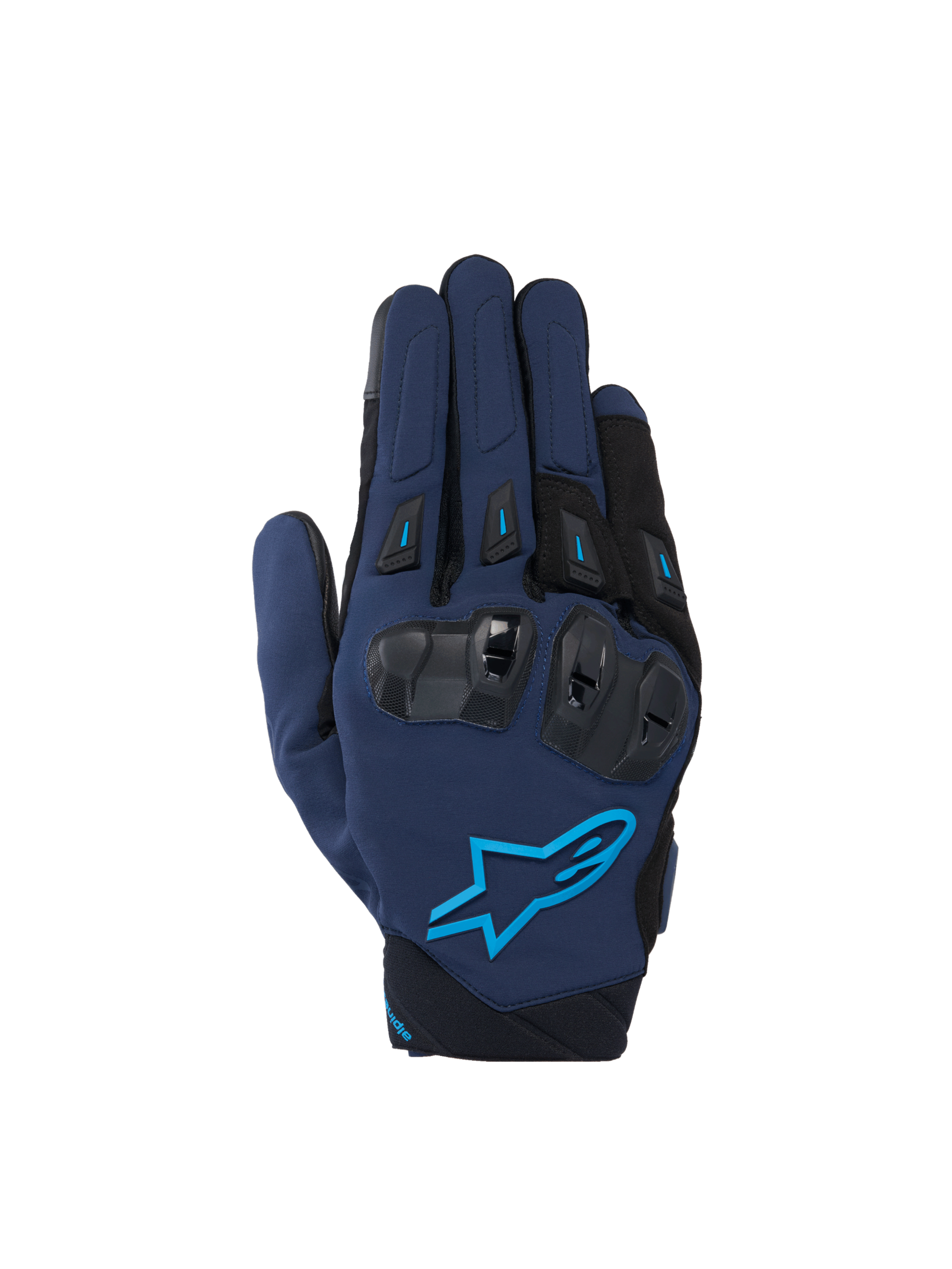 Alpinestars SP X 3 handsker, herre-motorcykelhandsker i mørkeblå og blithe blue med TPU-knobeskyttelse.