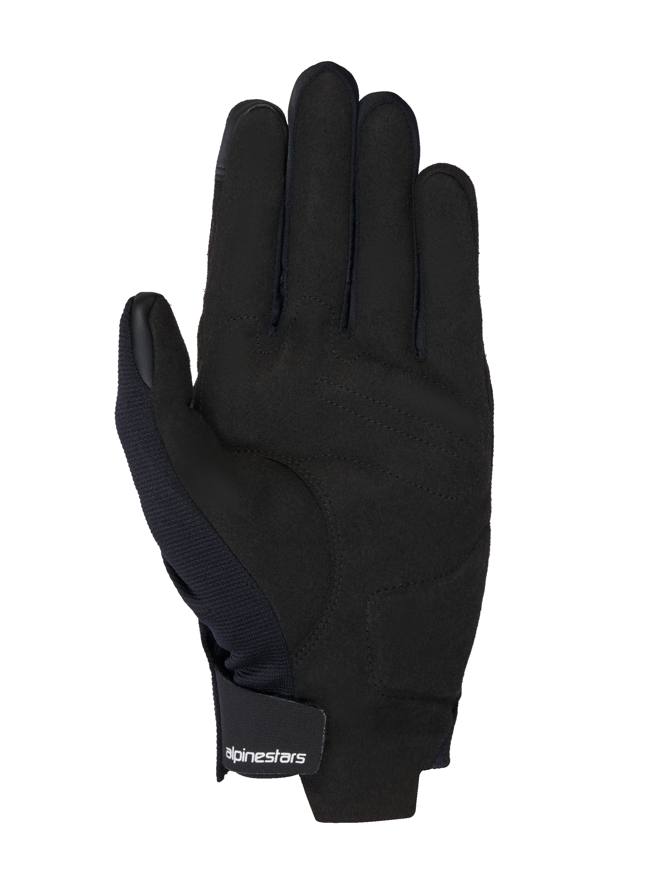 Alpinestars MM93 Reef V2 Gloves, Black Synthetic Suede Palm View, Padded Palm Reinforcement, Touchscreen Compatible Fingertips, Hook-and-Loop Wrist Strap with White Logo