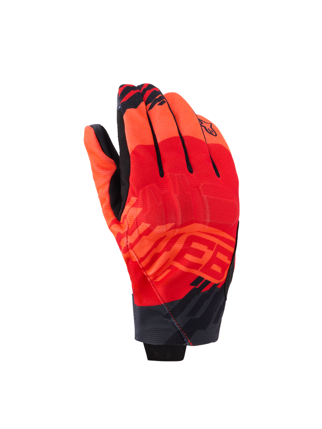 Alpinestars MM93 Reef V2 handsker, motorcykelhandsker med kort manchet, Red Fluo og Bright Red med sorte detaljer, med Marc Marquez MM93-grafik og integreret knobeskyttelse, moderne urbant design