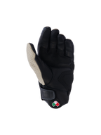 Alpinestars Mustang V3 Leather Gloves, Palm View, Aluminum Black, black goat leather with perforated light gray thumb area, reinforced palm and thumb zones, short cuff with hook and loop closure, heritage-inspired urban motorcycle gloves