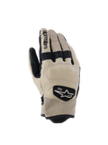 Alpinestars Tracker handsker, motorcykelhandsker, beige og sort, med perforeret læder, sorte harmonikaindlæg og 1963 heritage logo-patch, urban workwear-stil