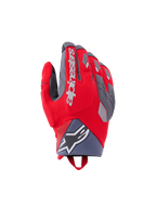 Alpinestars Durack handsker, motorcykelhandsker, klar rød og mellemgrå, med delt knobeskyttelse og grå TPR-detaljer, hvidt Alpinestars-logo på håndryggen, neoprenmanchet ved håndleddet med stjernelogo og performance adventure-design
