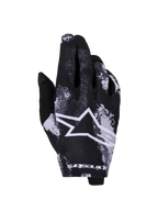 Alpinestars 2026 Radar handsker, motocrosshandsker, Iron Camo sort og hvid, med et stort hvidt stjernelogo, sublimeret camouflagemønster, letvægts strækstof til off-road racing