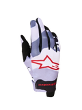 Alpinestars 2027 Radar handsker, herre-motocrosshandsker i grå og rød, letvægts tekstil med sublimeret grafik.
